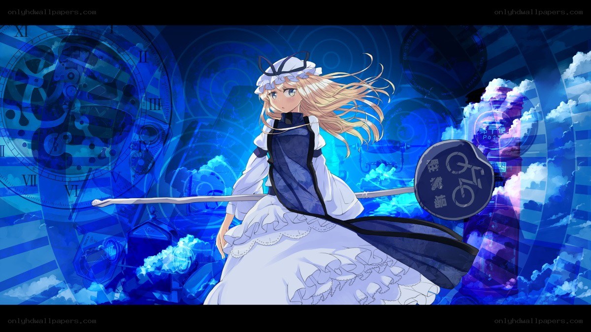 anime girl with clock background