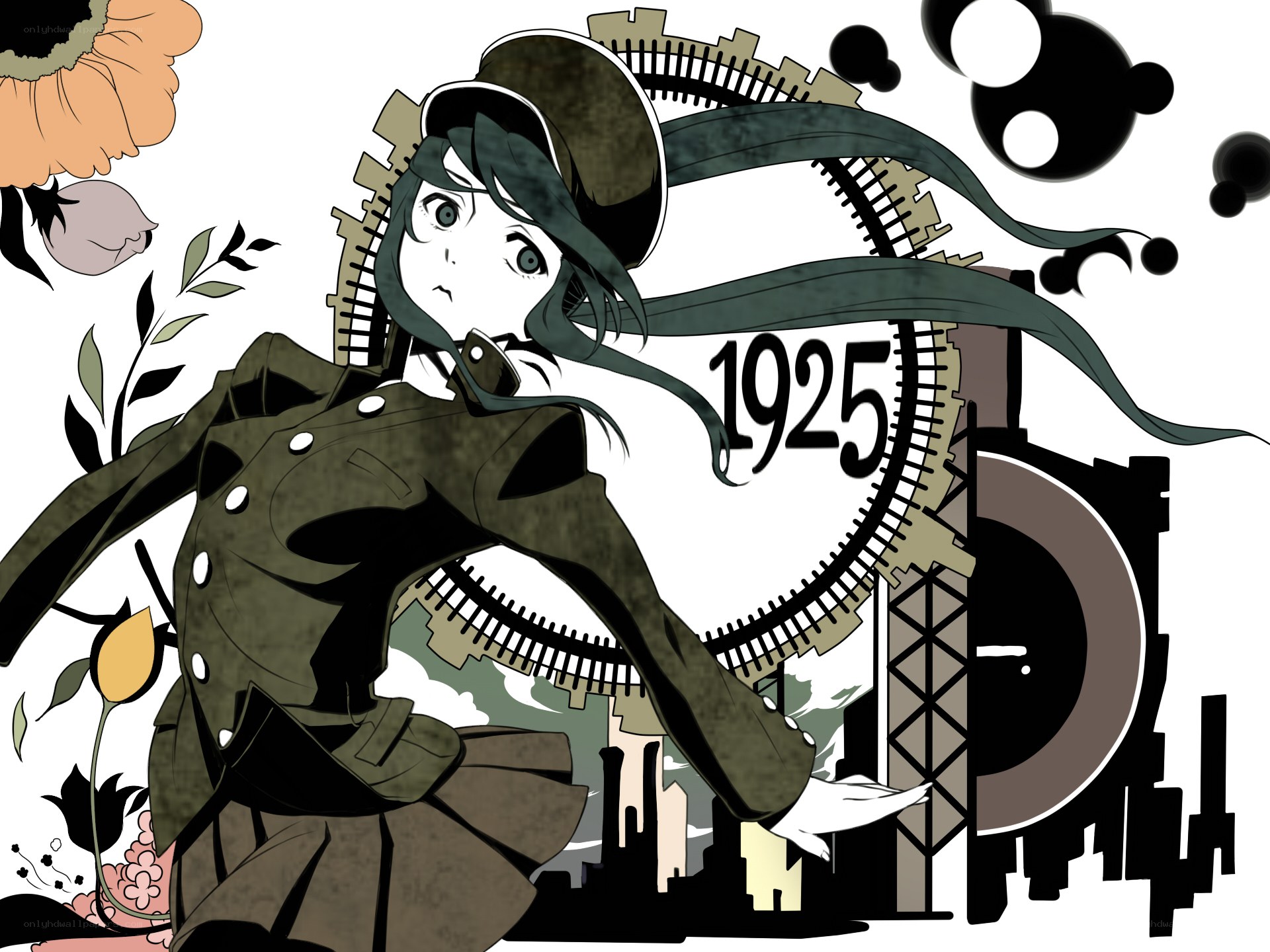 anime girl with clock background