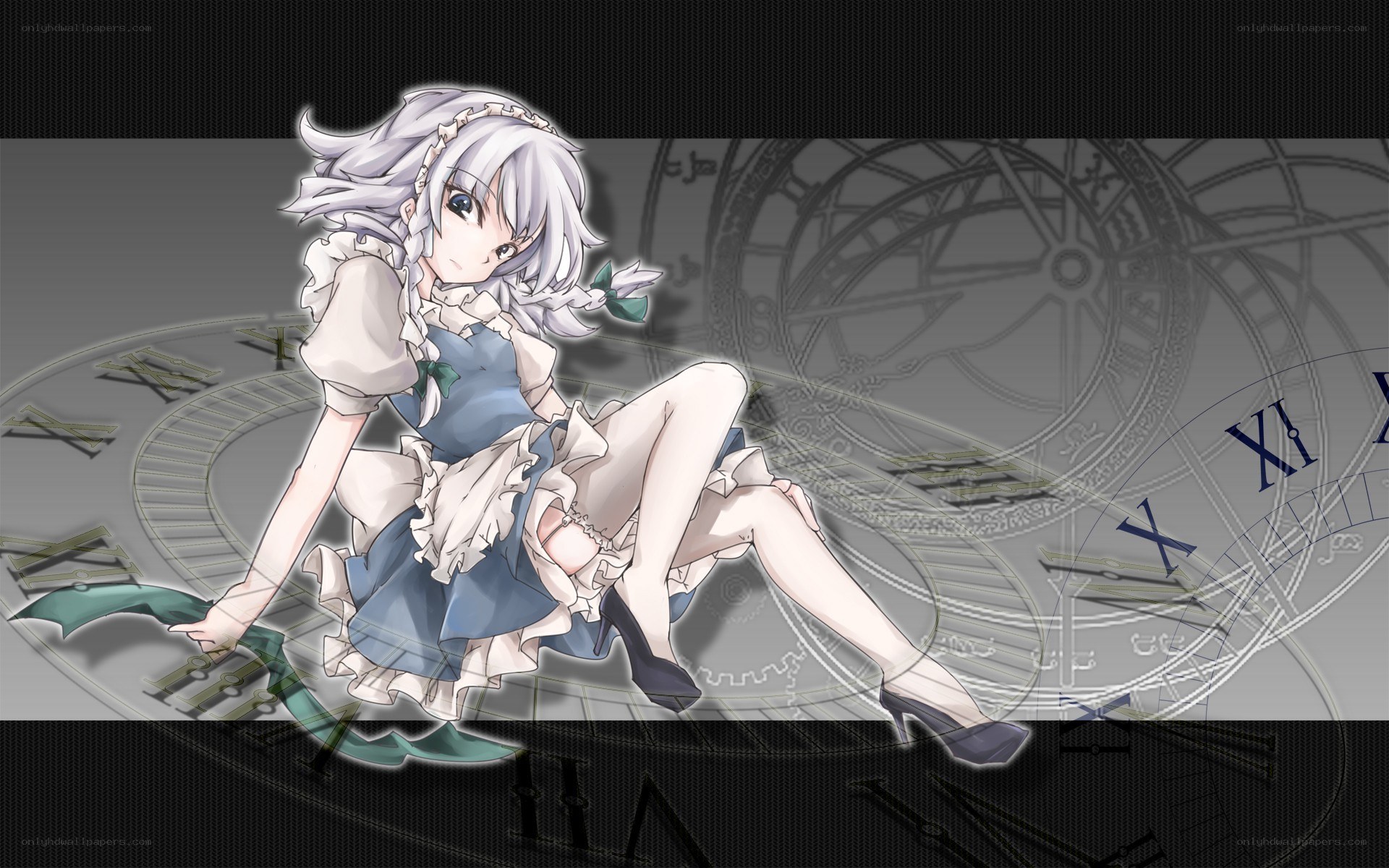 anime girl with clock background