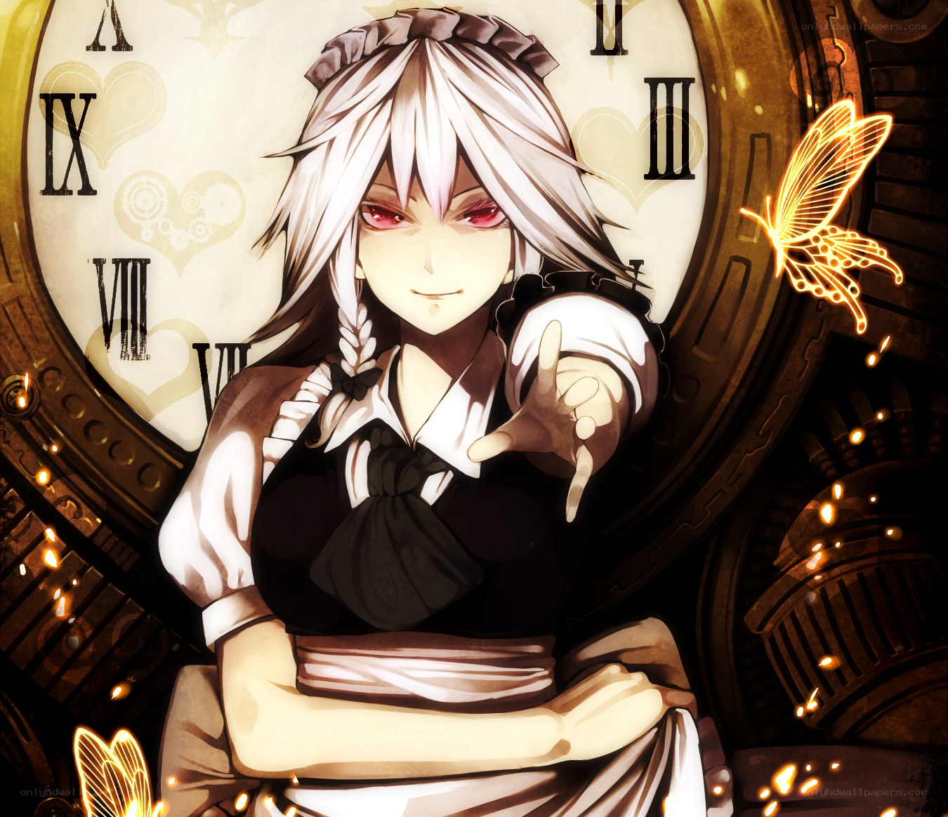 anime girl with clock background
