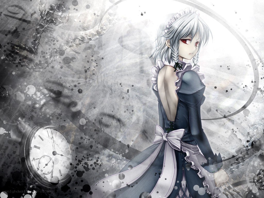 anime girl with clock background