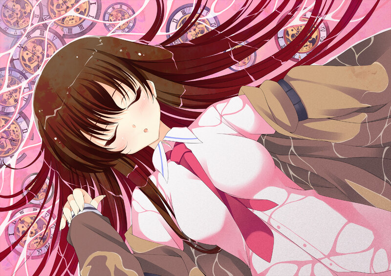 Anime girl with clock background