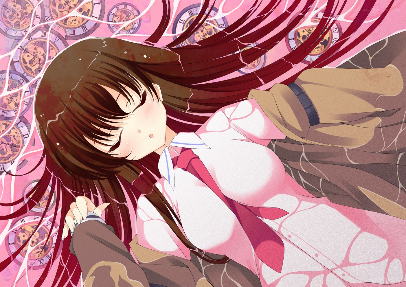 Anime girl with clock background