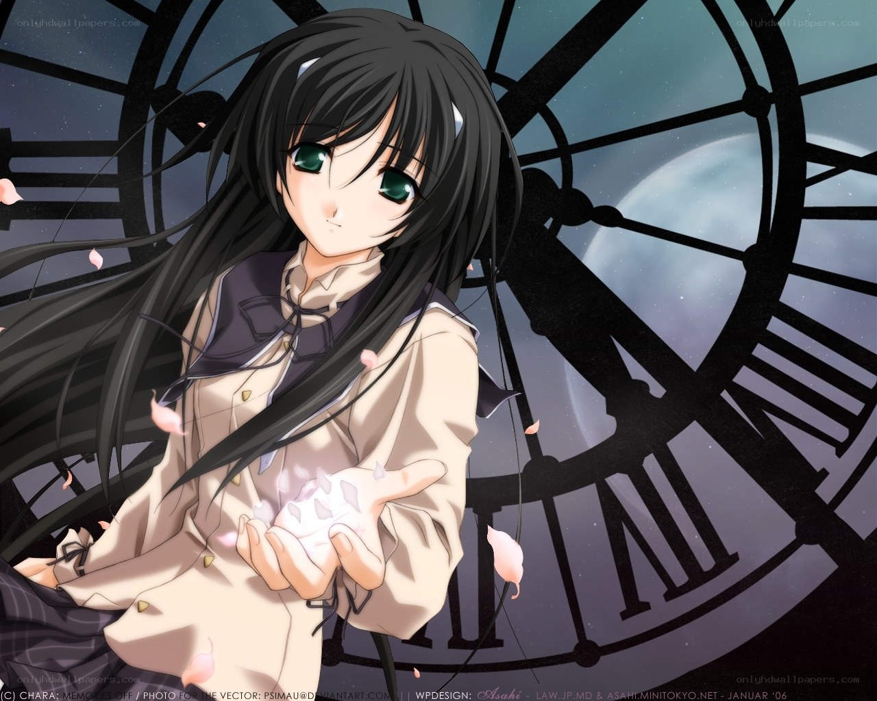 anime girl with clock background