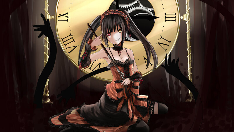 Anime Girl with Clock — Black