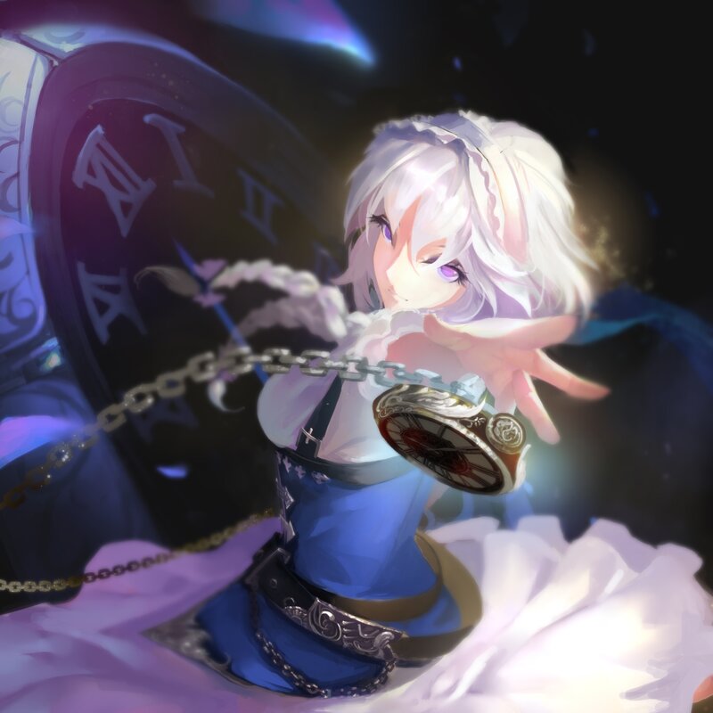 Anime Girl with Clock — Blue, Dramatic