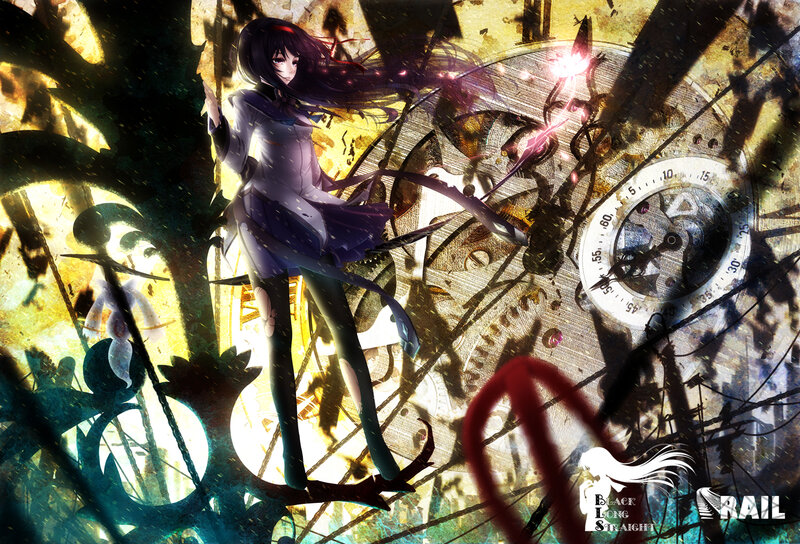 Anime Girl with Clock Gears — Purple