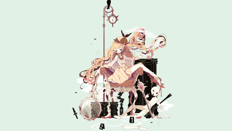 Anime Girl with Clock — Light Green