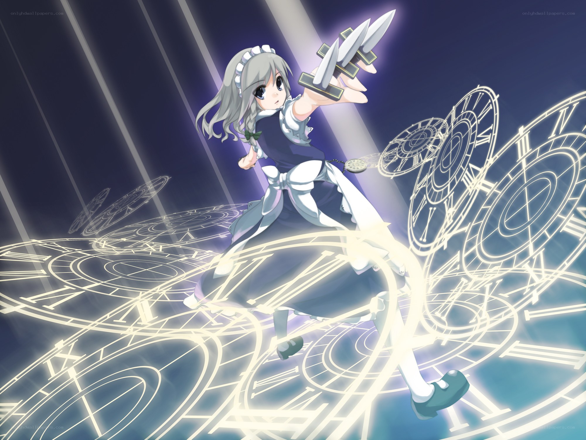anime girl with clock magic