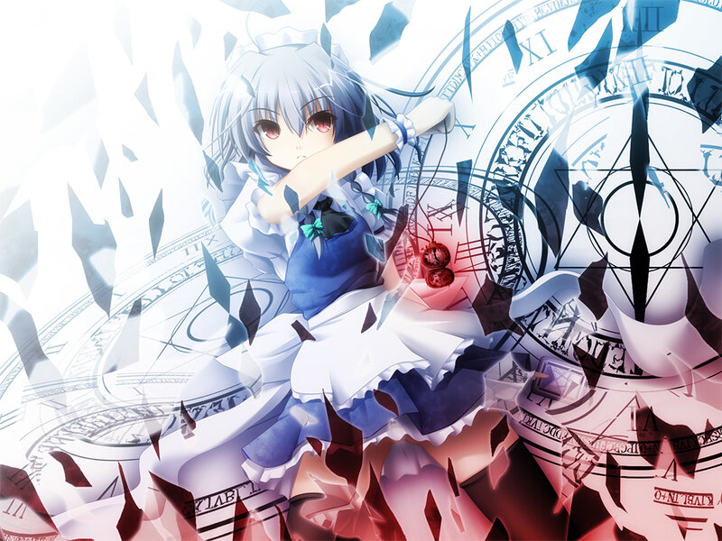 anime girl with clock magic
