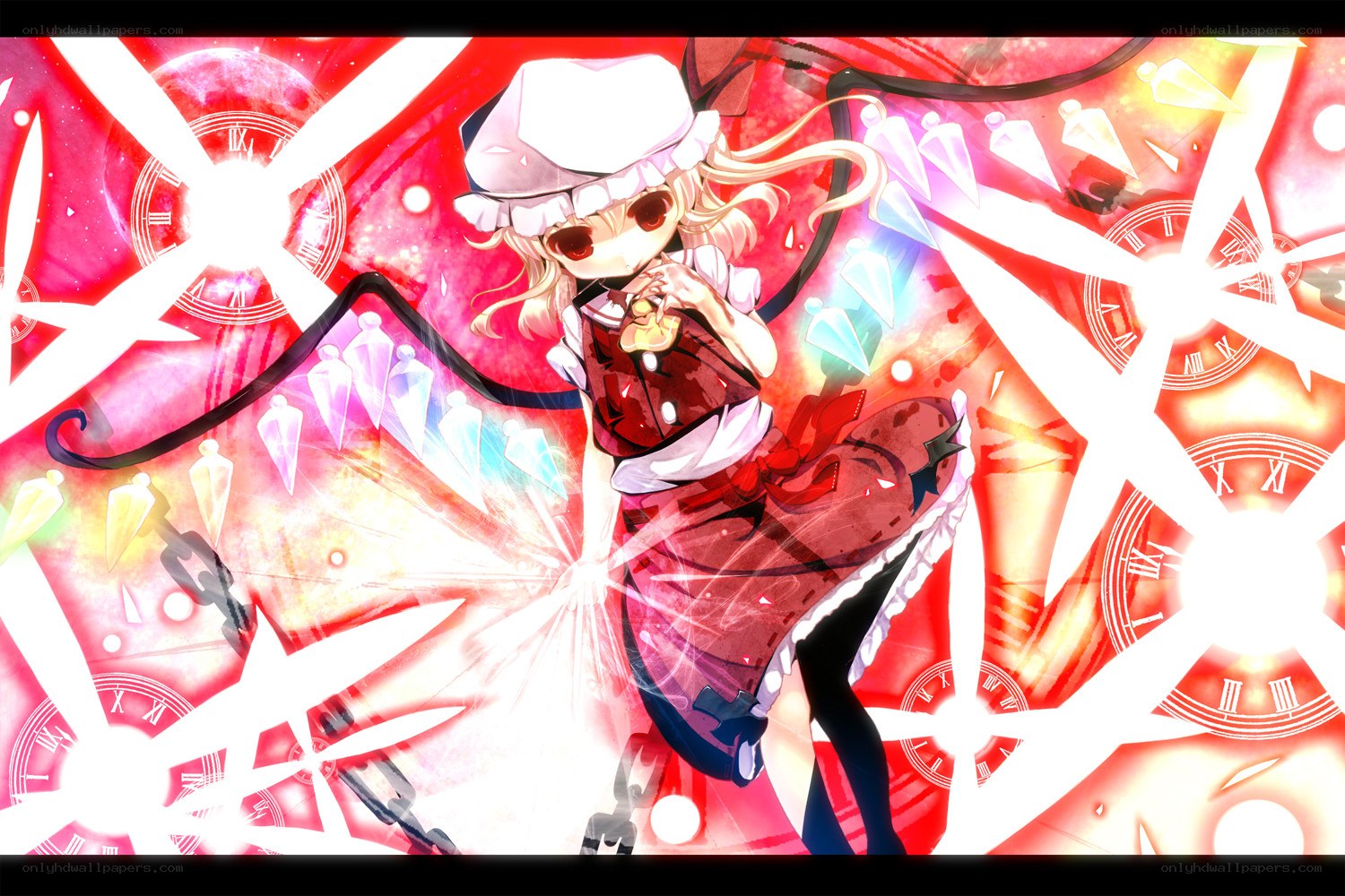 anime girl with clock motifs