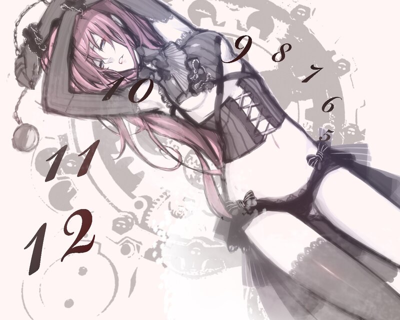 anime girl with clock numbers
