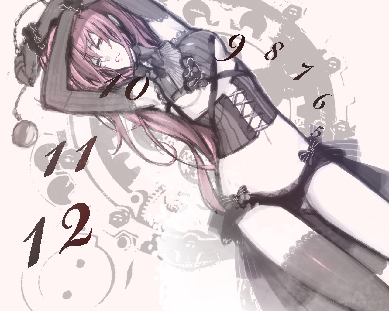 anime girl with clock numbers