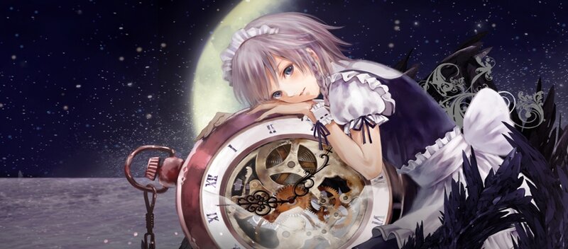 Anime Girl with Clock — Purple