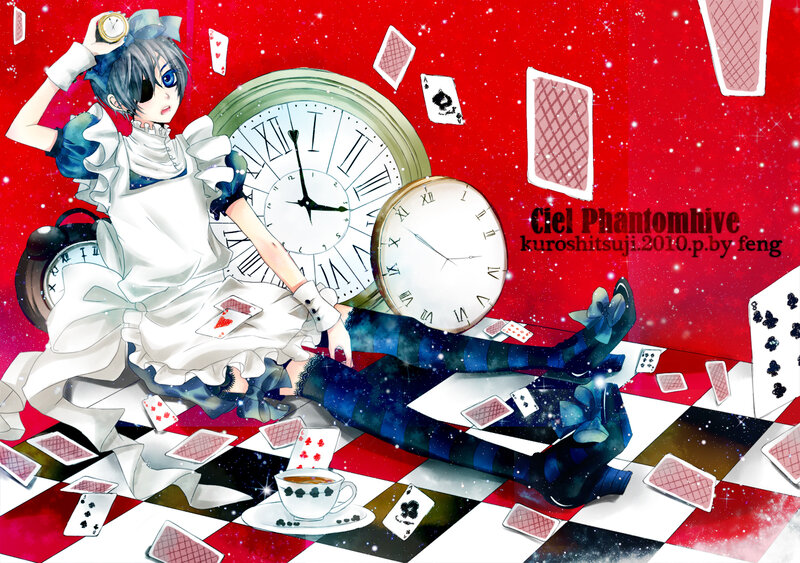 Anime Girl with Clock — Red