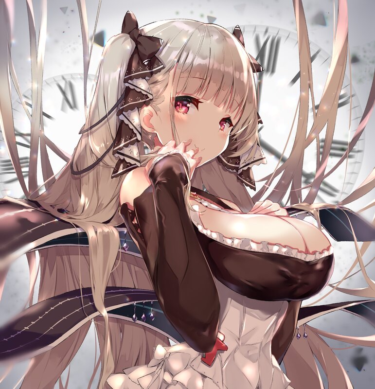 Anime Girl with Clock — White
