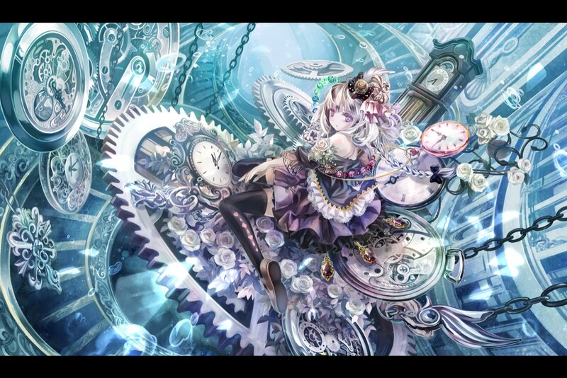 Anime Girl with Clocks — Blue
