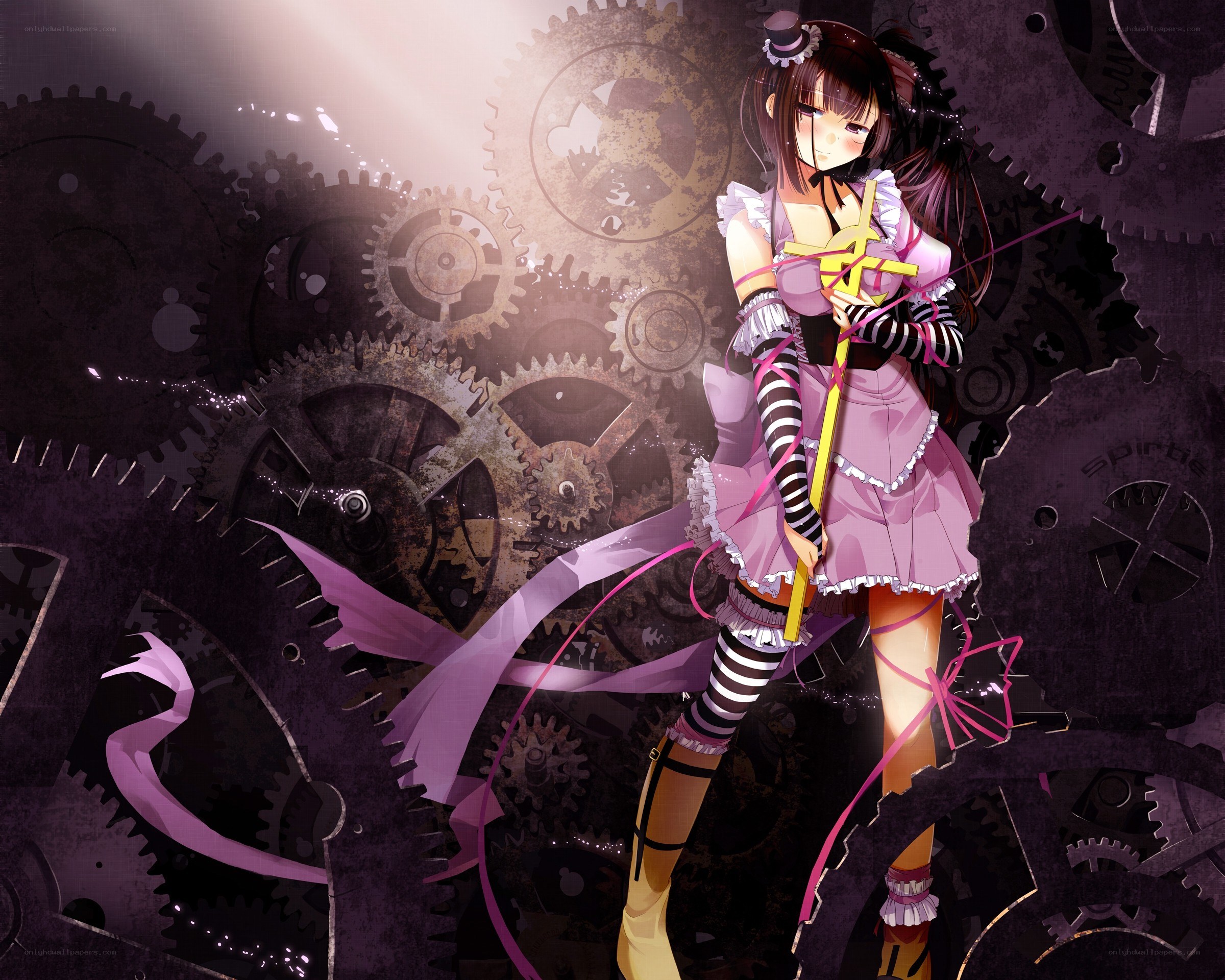 anime girl with clockwork gears
