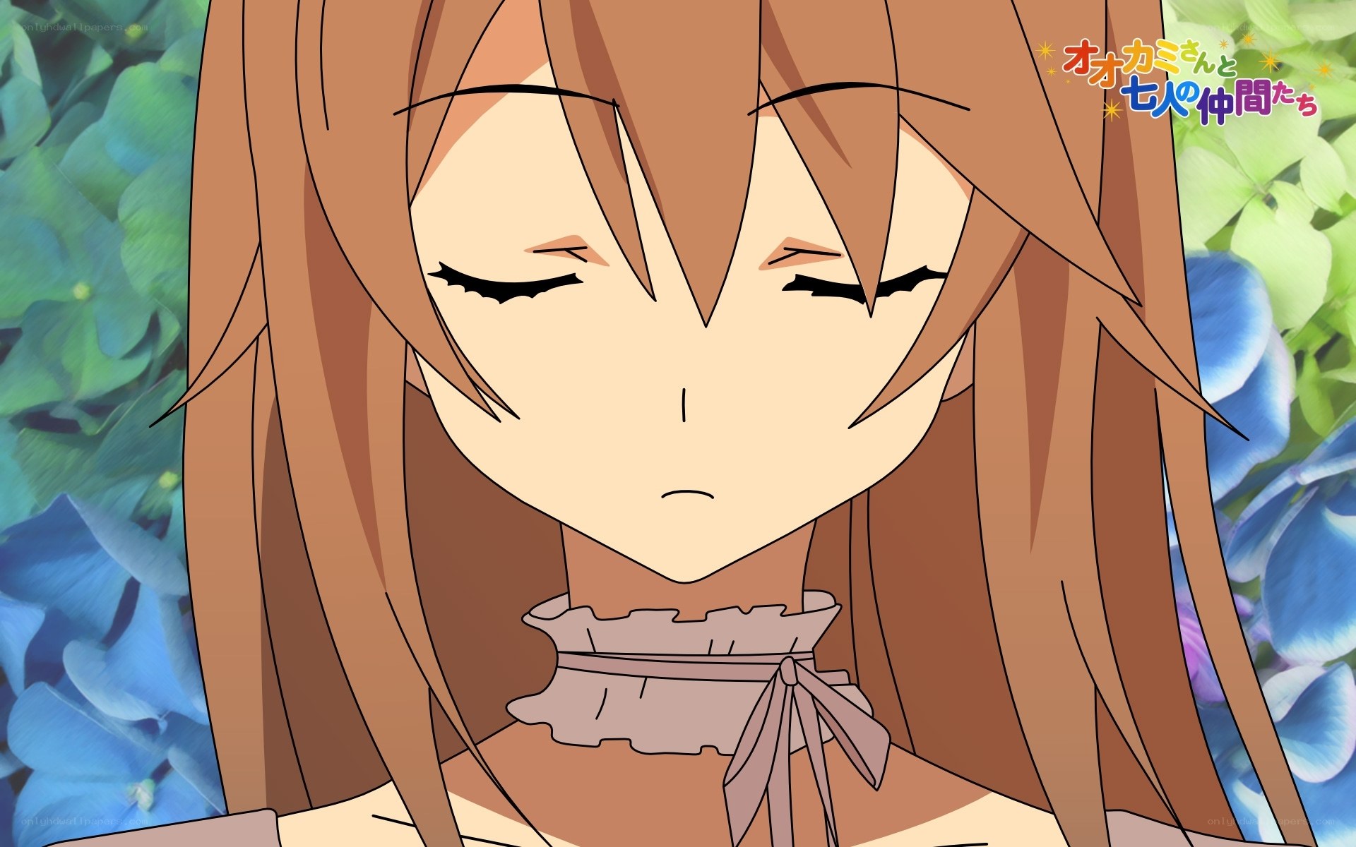 anime girl with closed eyes