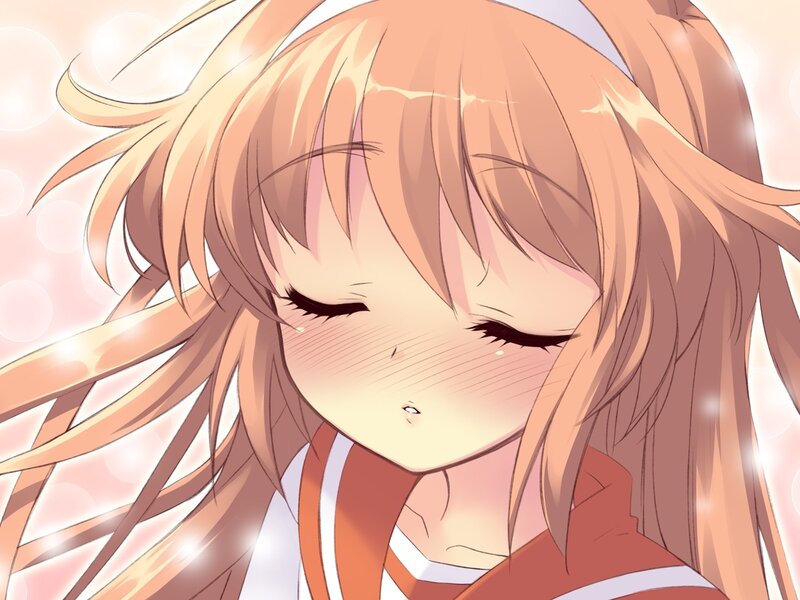 Anime Girl with Closed Eyes — Pink, Serene, Long Hair