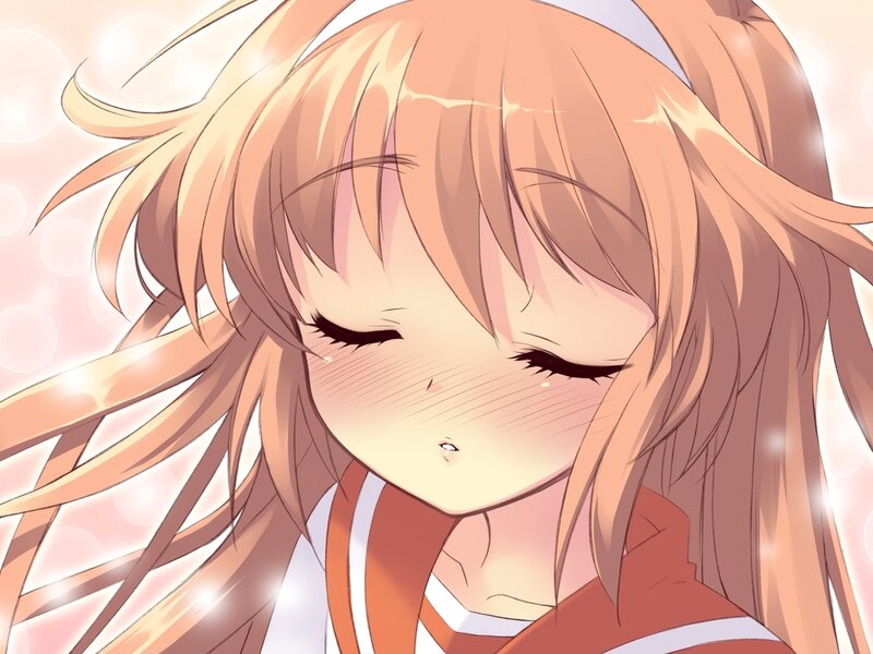 Anime Girl with Closed Eyes — Pink