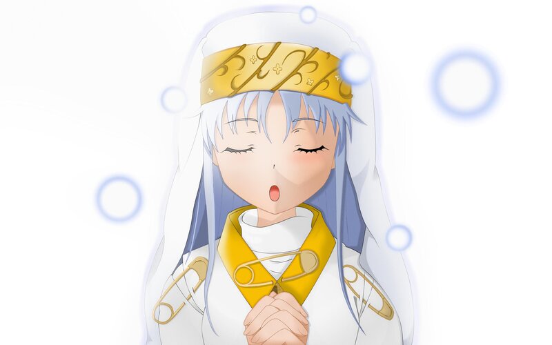 Anime Girl with Closed Eyes — White