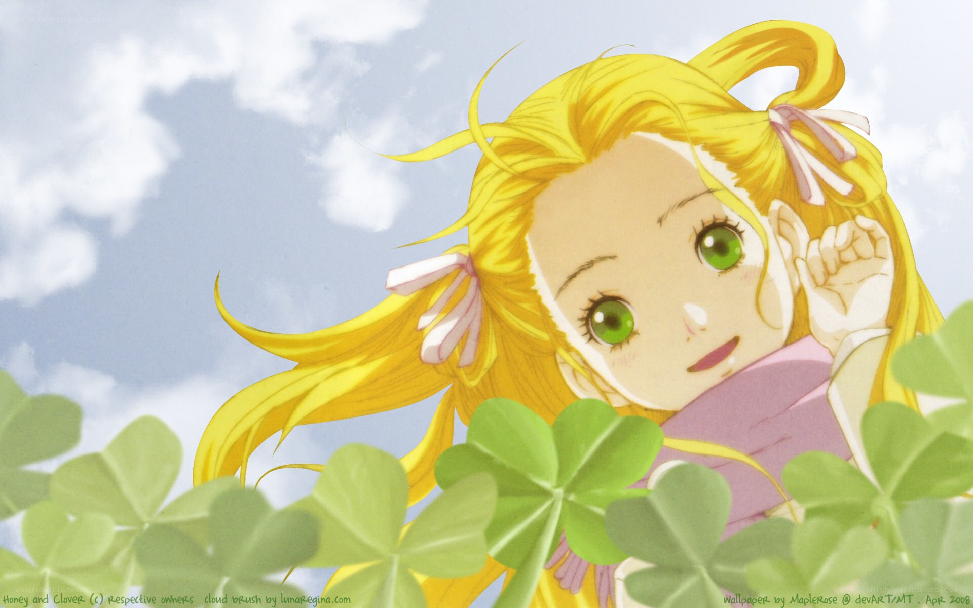 Anime girl with clover