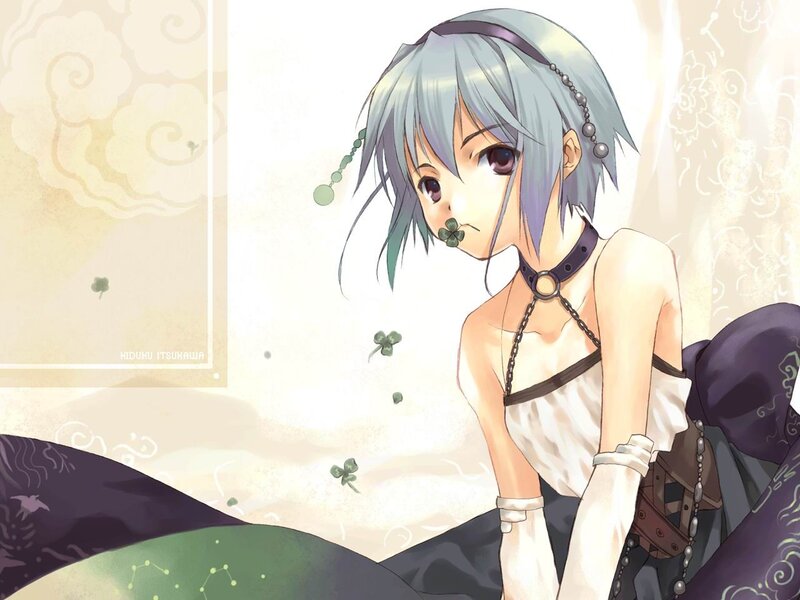 Anime girl with clover