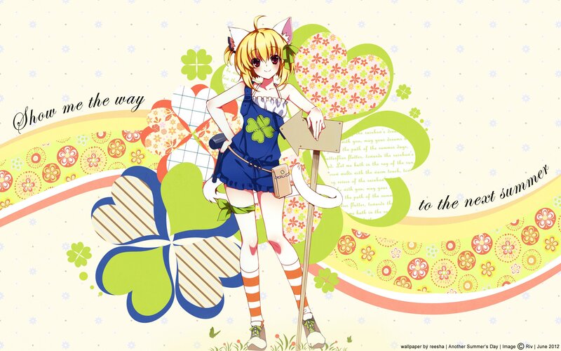 Anime girl with clover