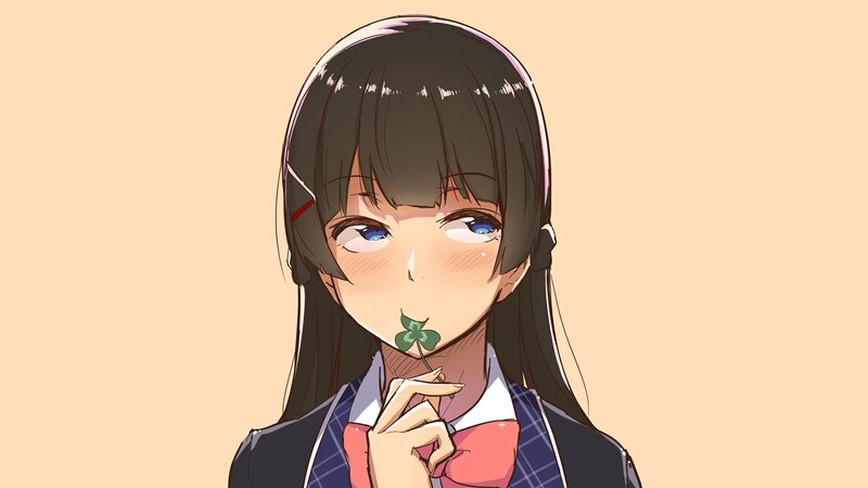 Anime Girl with Clover — Beige