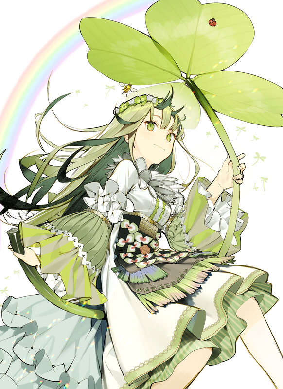 Anime Girl with Clover — Green