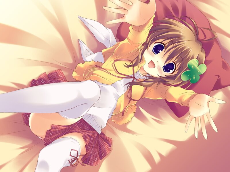 anime girl with clover hairpin