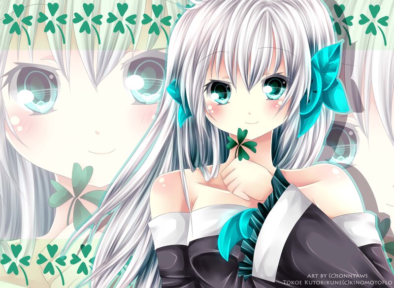 Anime Girl with Clover — White