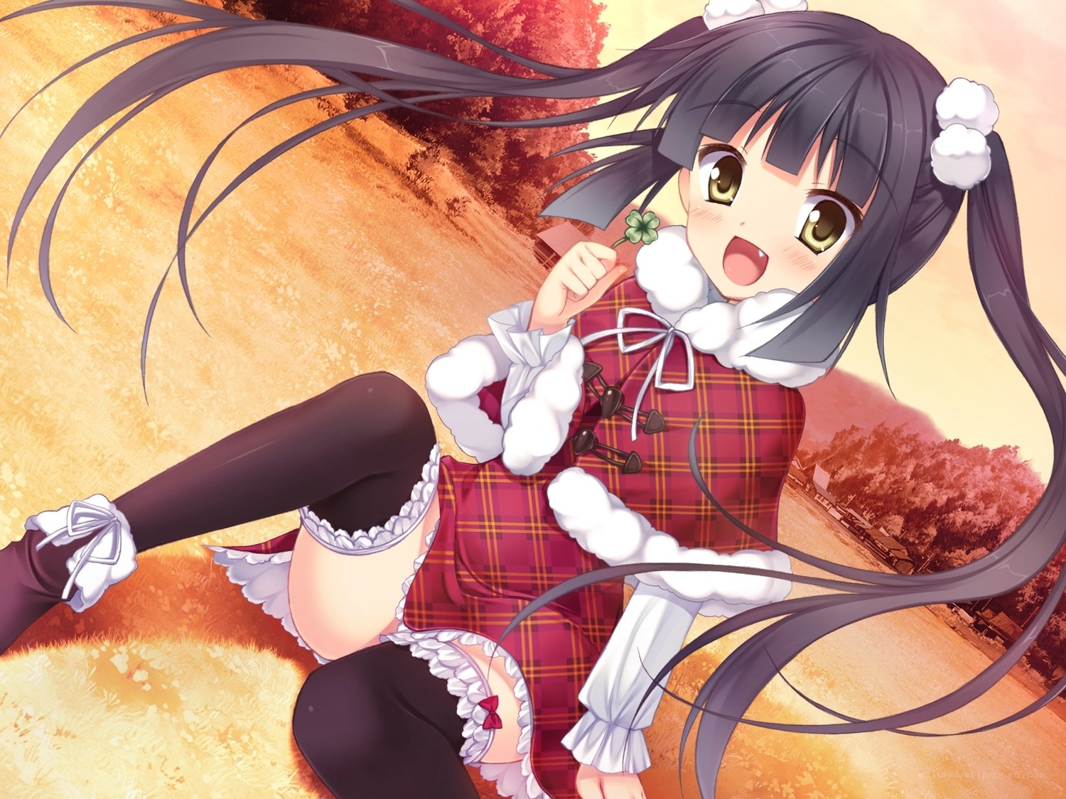 anime girl with clover