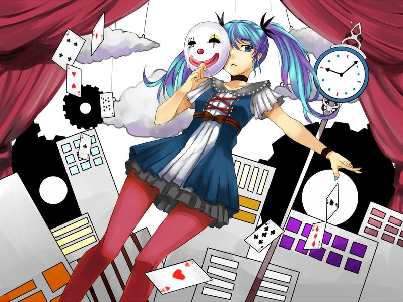anime girl with clown mask
