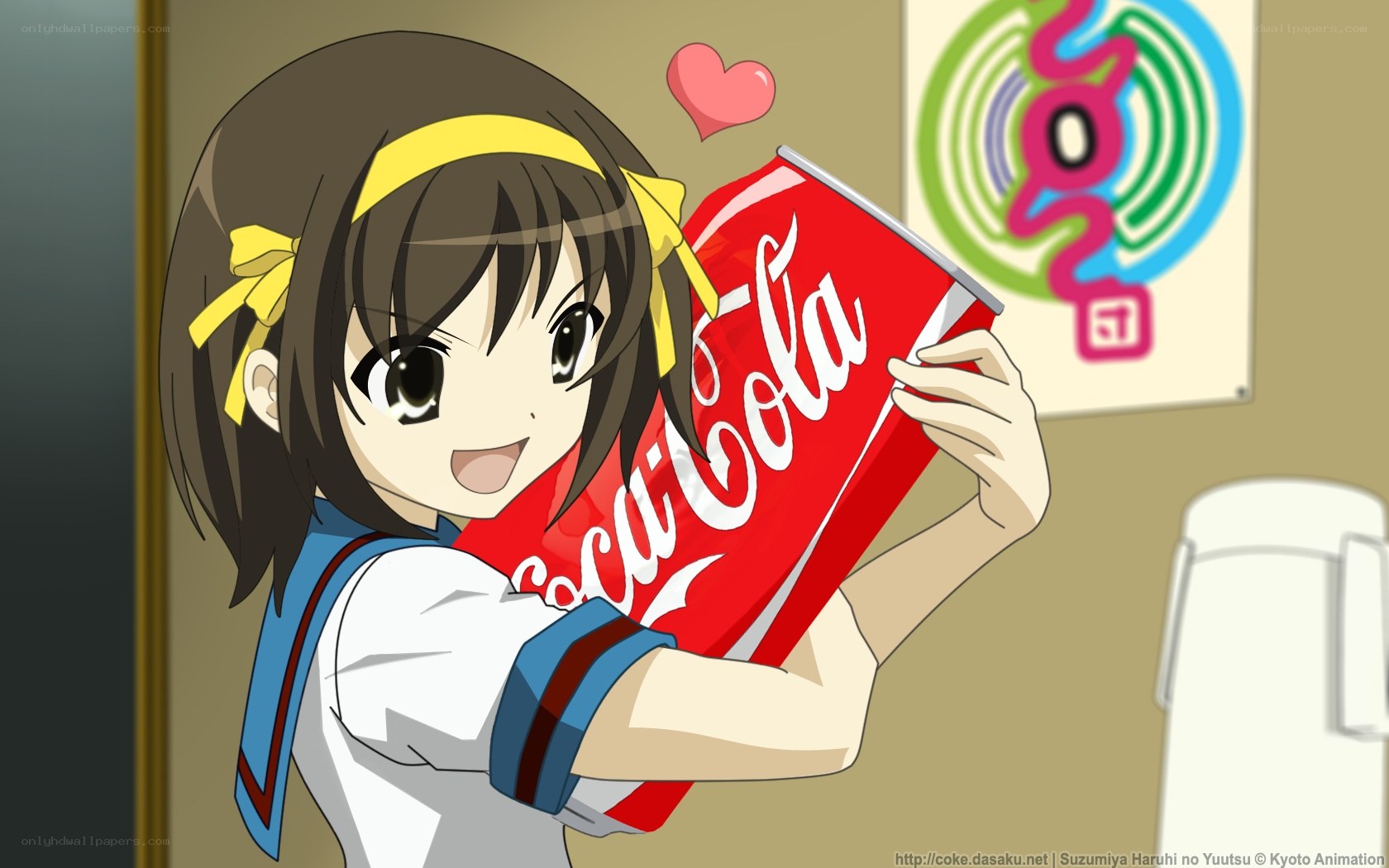 Anime girl with coca-cola can