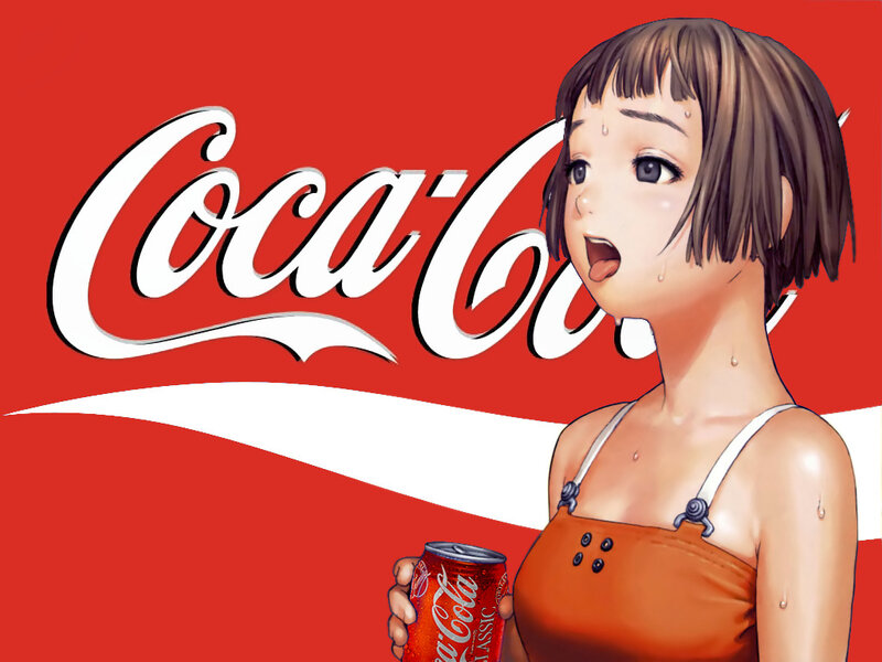 anime girl with coca-cola
