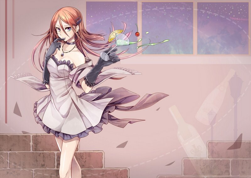 Anime Girl with Cocktail — Pink