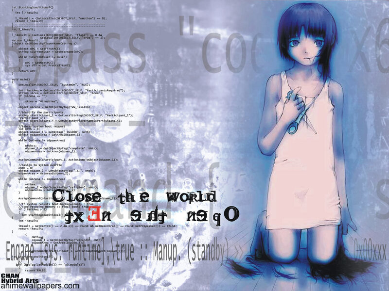 Anime girl with code background