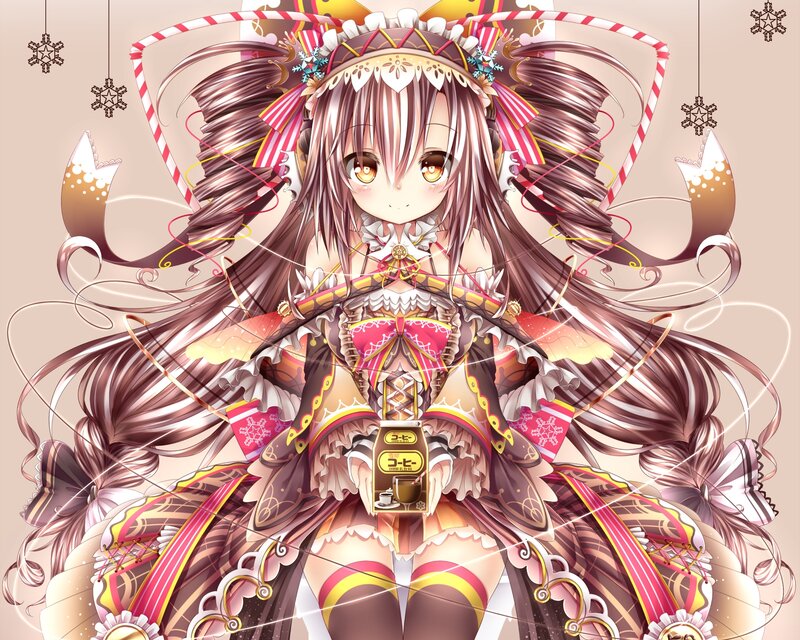 Anime Girl with Coffee — Brown
