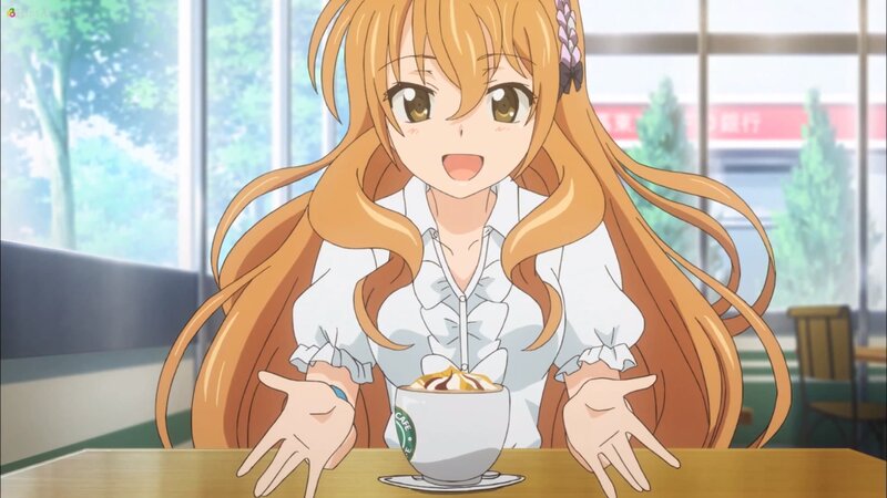 Anime Girl with Coffee — Orange