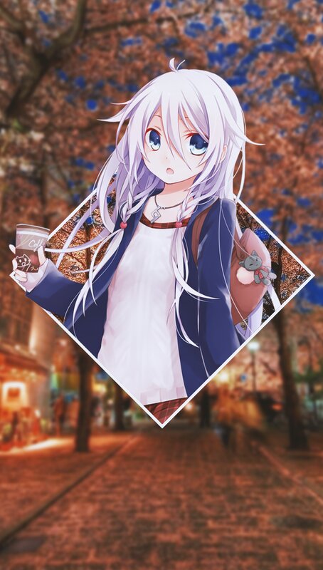 Anime Girl with Coffee — White, Calm, Night