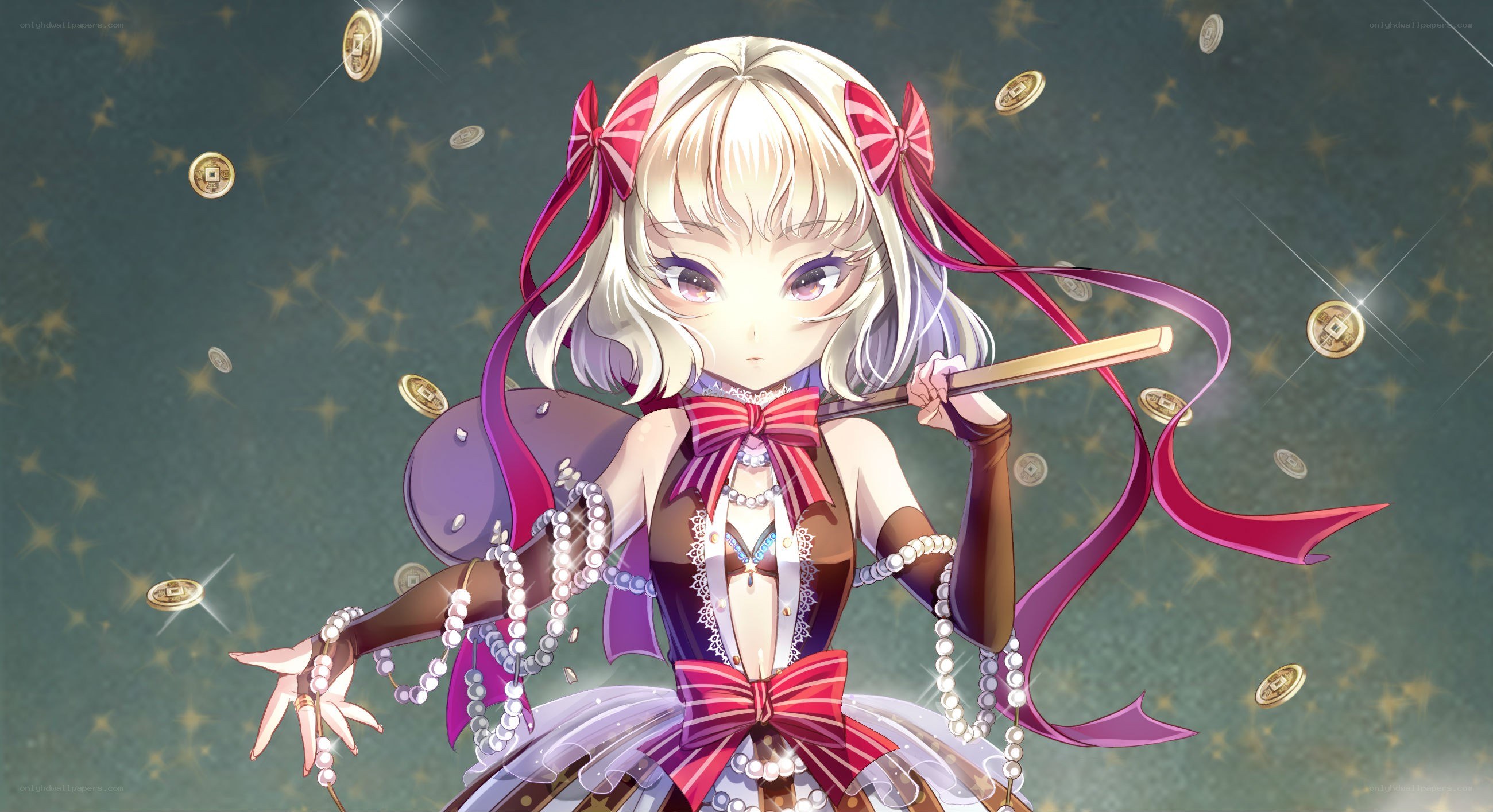 anime girl with coins