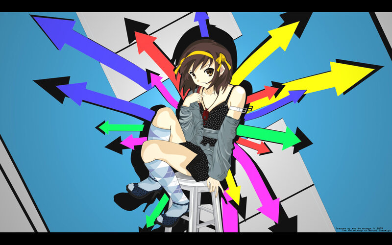 Anime girl with colorful arrows