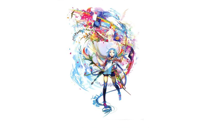 anime girl with colorful aura