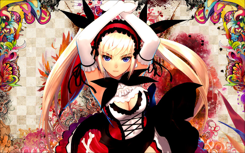 anime girl with colorful background