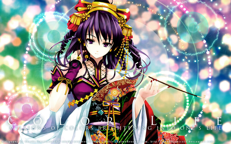 anime girl with colorful background