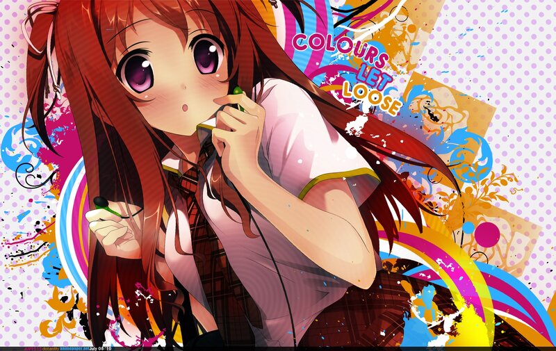 Anime girl with colorful background