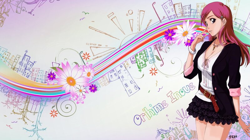 Anime girl with colorful background