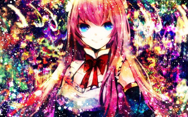 anime girl with colorful background